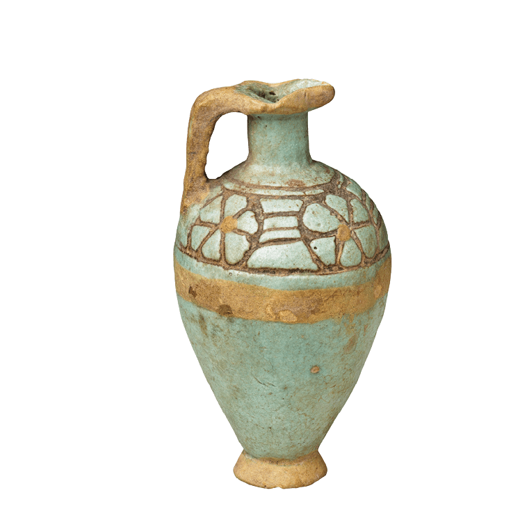 Set of ancient terracotta jugs isolated on white background, old clay vase cutouts