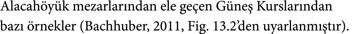 Alacah y k mezarlar ndan ele ge en G ne Kurslar ndan baz   rnekler (Bachhuber, 2011, Fig. 13.2’den uyarlanm  t r).