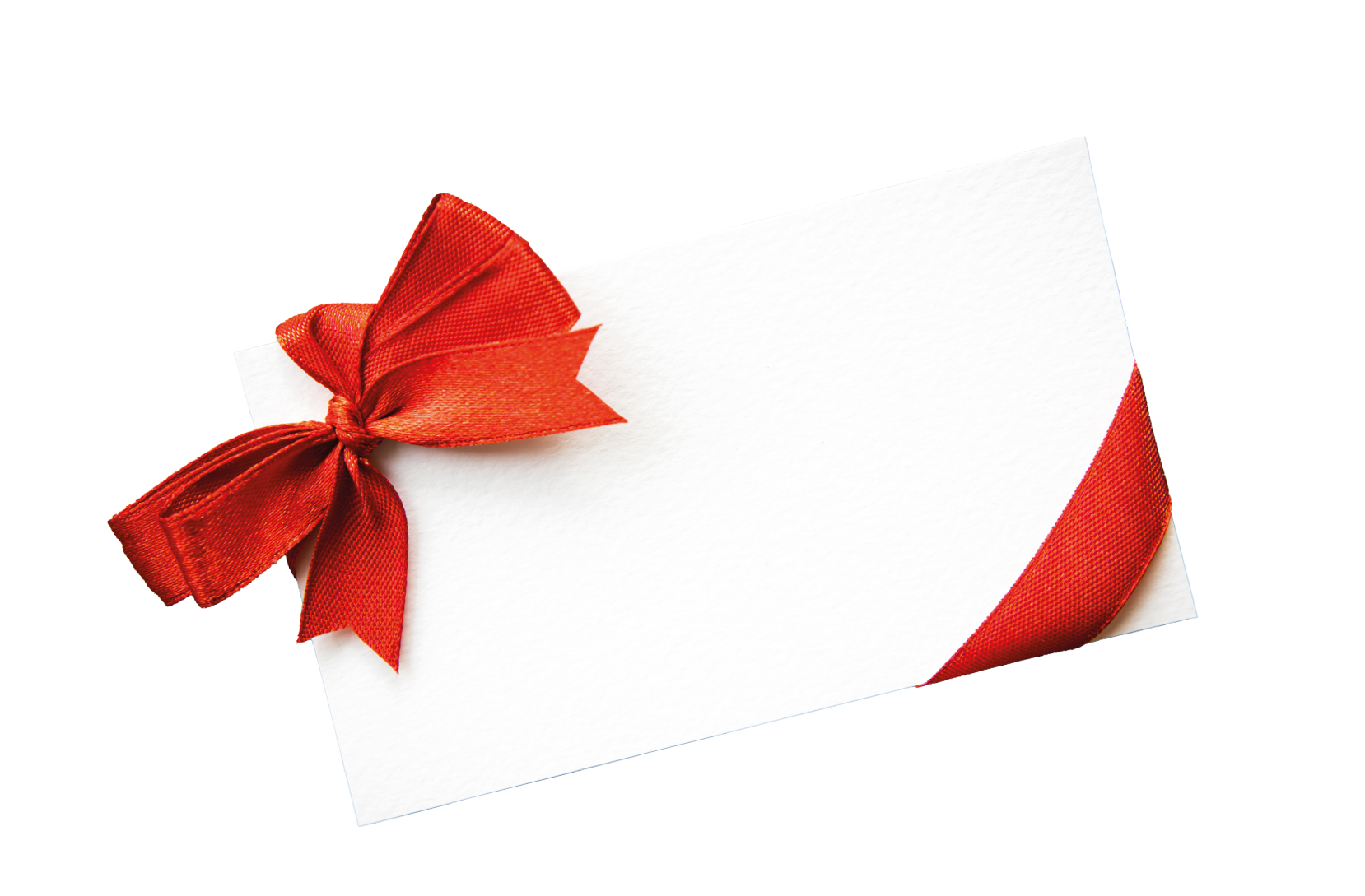 Card with red ribbons bows
