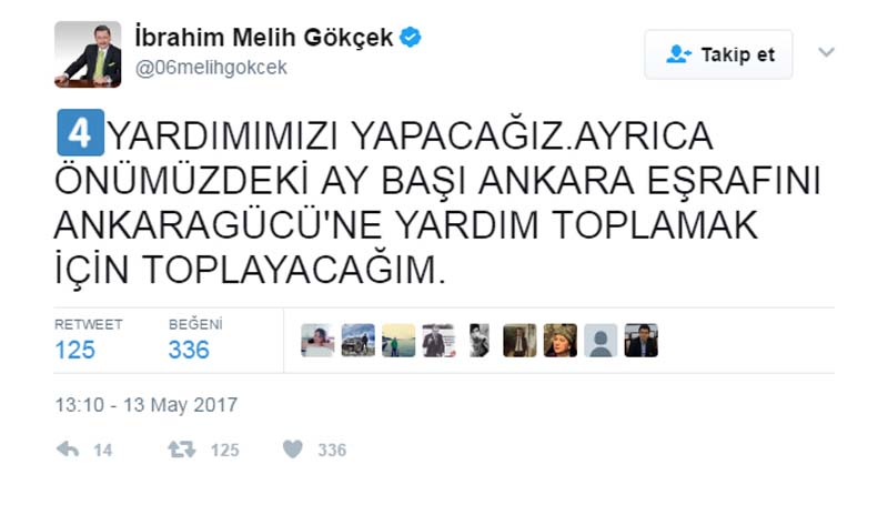 BAŞKAN GÖKÇEK’TEN ANKARAGÜCÜ’NE YARDIM AÇIKLAMASI