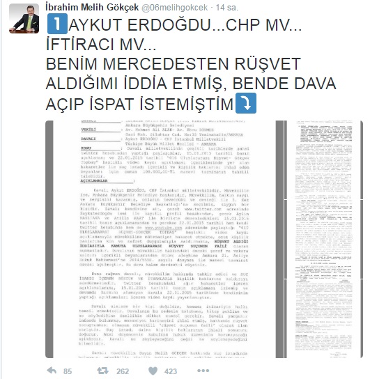 BAŞKAN GÖKÇEK, ERDOĞDU’YA AÇTIĞI DAVAYI KAZANDI