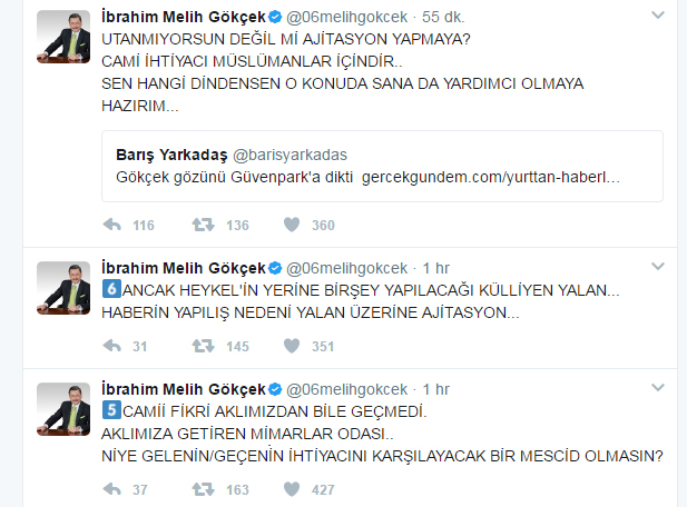 "GÜVENPARK’A CAMİ İDDİASI"NA GÖKÇEK'TEN TEPKİ