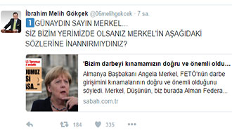 GÖKÇEK'TEN, ALMANYA BAŞBAKANI MERKEL'E TEPKİ